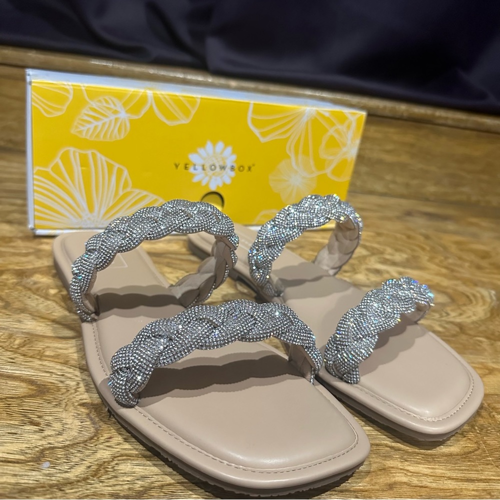 New Yellow Box Gorgeous Davie Clear rhinestone sandals Sz 10.